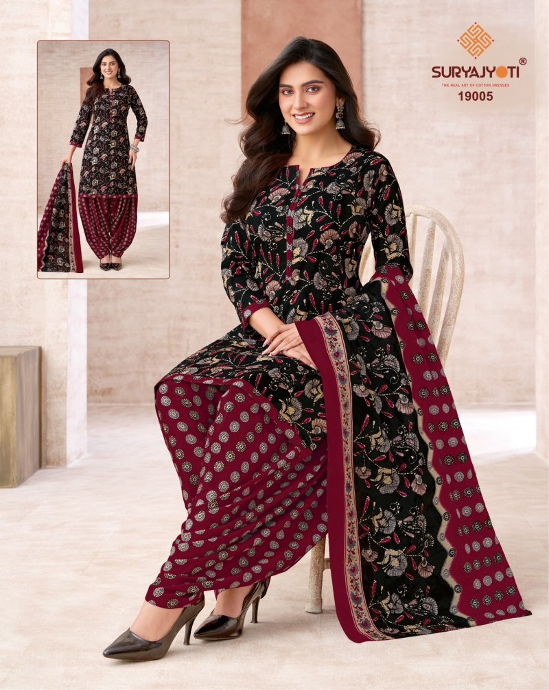 Trendy Patiyala Vol 19 By Suryajyoti Printed Cotton Dress Material